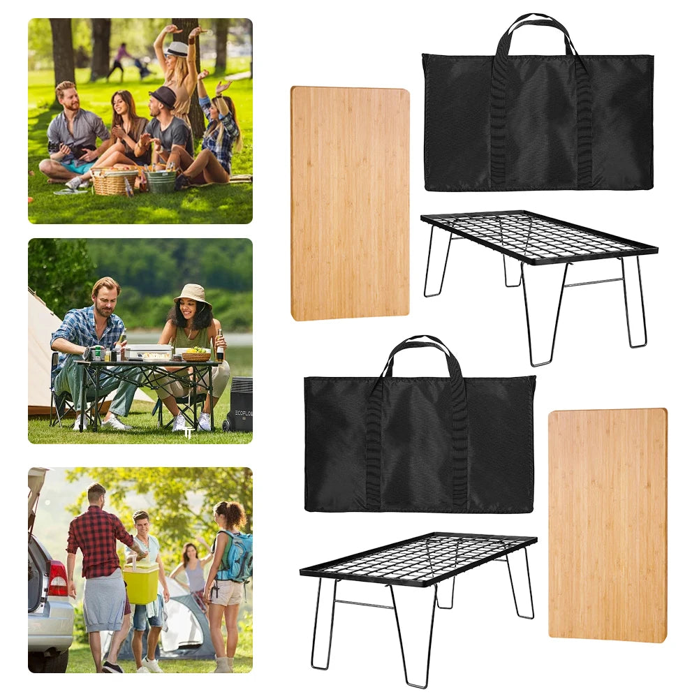 Camping Lightweight Table with Table Board & Bag Portable Cooking Net Table Campfire Grill Table for Outdoor Barbecue Oasis Select