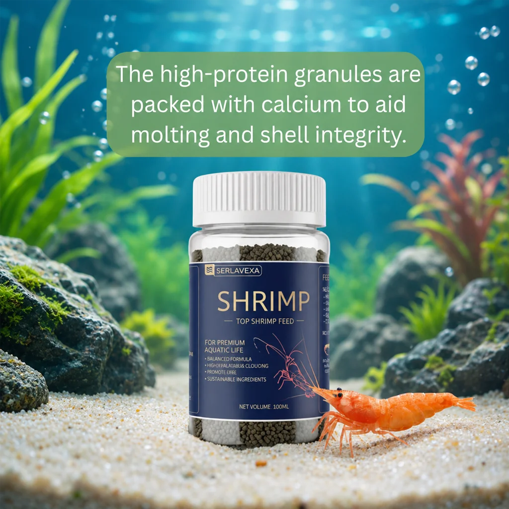 Aquarium Shrimp Feed High Calcium Nutritious Food For Black Shell Shrimp Small Pet Shrimp Daily Diet With Feeding Spoon Oasis Select