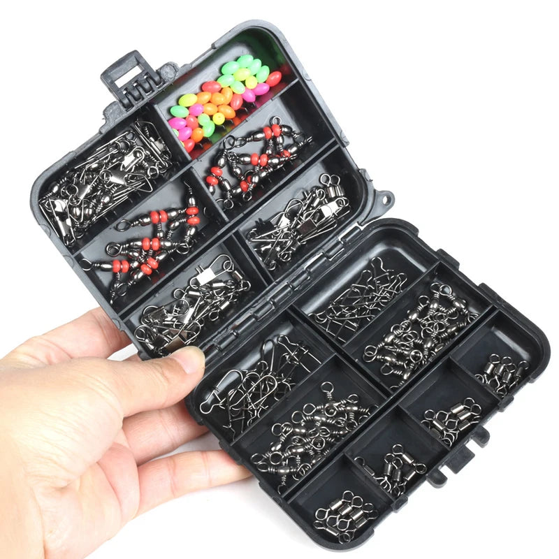 2026 New Arrival 140Pcs Fishing Accessories Kit Fishing Swivel Snaps Triple Swivel Connectors And Barrel Snap Clips Fishing Set Oasis Select