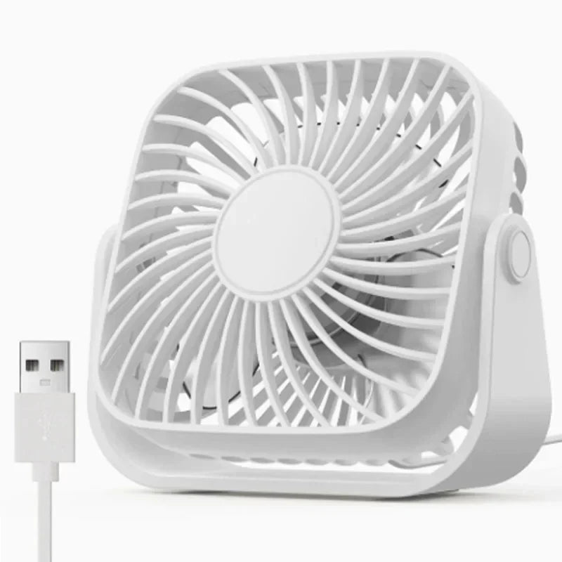 USB Desktop Small Fan Mini Desktop Ultra Quiet 3-speed adj High Power Removable Fan for Office Outdoor Library Dormitory Oasis Select K52 White
