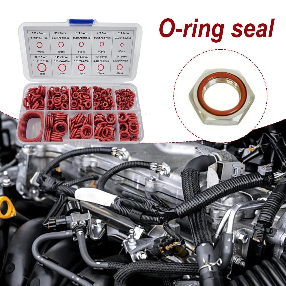 351PCS Silicone O-Ring Sealing Set, Ten Different Standard Sizes Oil Heat Resistant Rubber Gasket Pad For Cars Pipelines Oasis Select