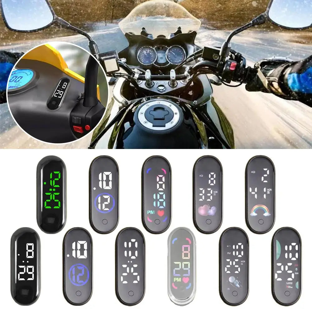 Luminous Motorcycle Car Clock Auto Internal Stick-On Mini Sport Waterproof Watch Mechanics Led Clocks Auto Ornament Accessories Oasis Select