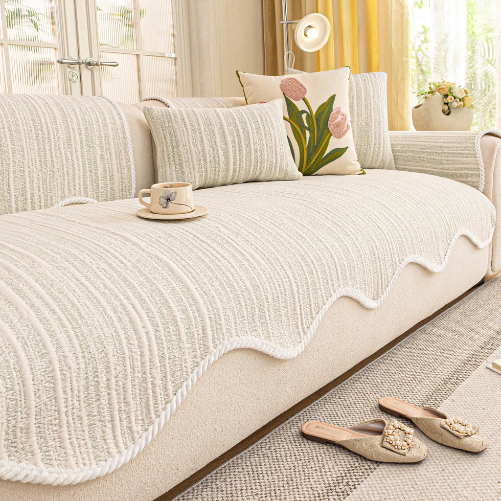 2026 New Cream Style Sofa Cushion Universal Four Seasons Non Slip Seat Pad High Grade Irregular Sofa Cover Mat For Autumn Winter Oasis Select Light green 70cm x 90cm