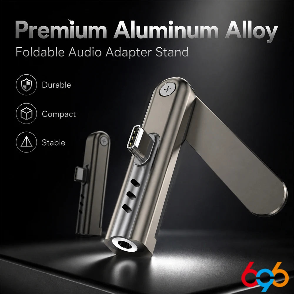 240W Fast Charging Foldable Type C Adapter, Multifunctional USB C to 3.5mm Audio Converter for Phone Charging & Data Sync Oasis Select