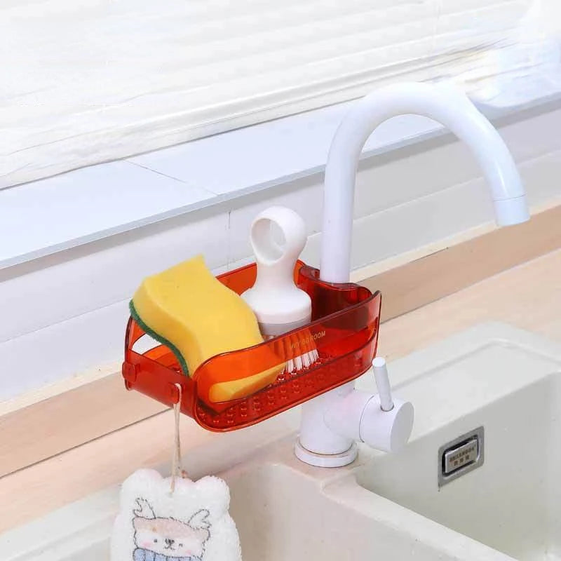 Household Installation-free Kitchen Sink Faucet Drain Rack Sundries Storage Rack Bathroom Clip-on Hollow Rack Organizer Kitchen Oasis Select