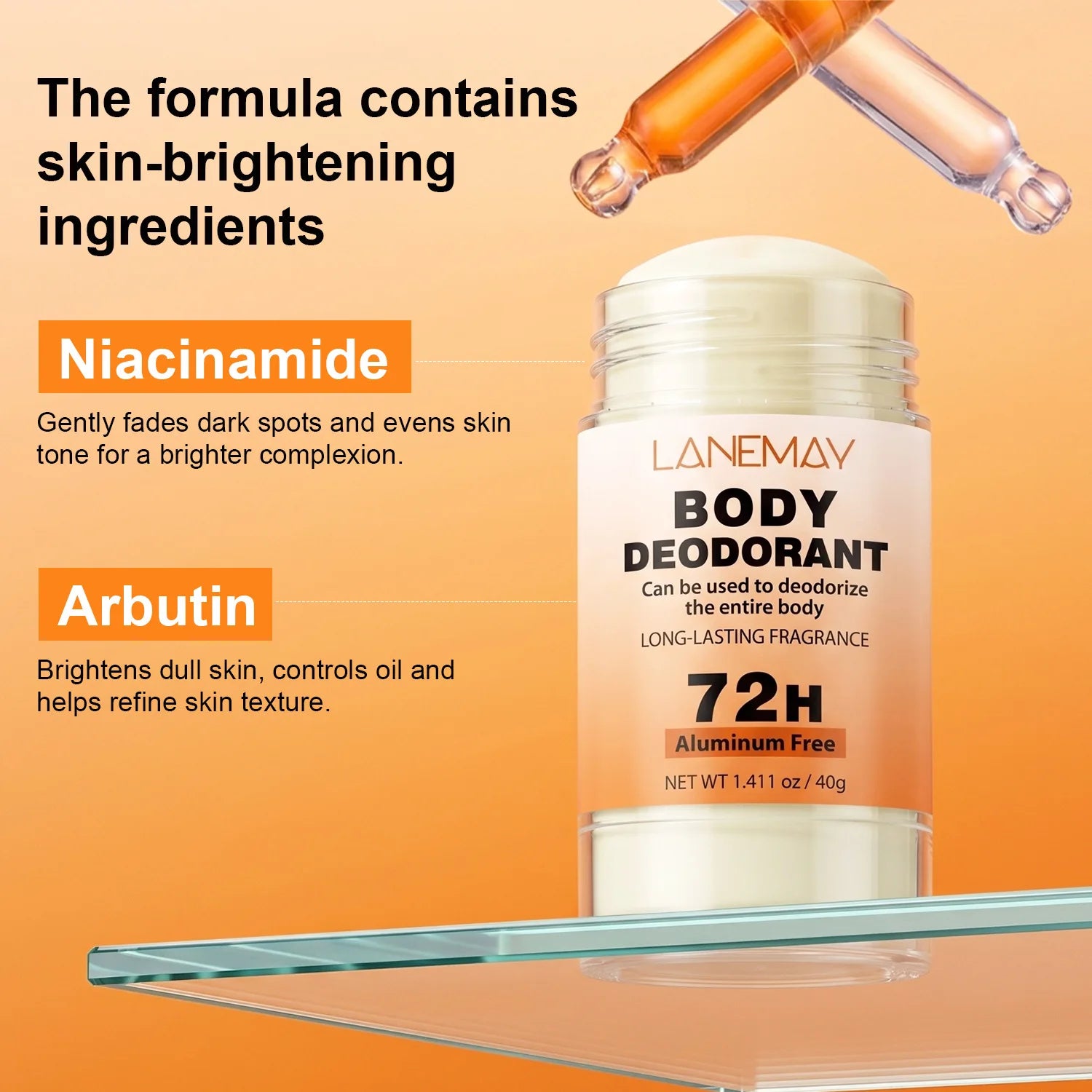 Lanemay 72H Aluminum-Free Body Deodorant – Niacinamide & Arbutin