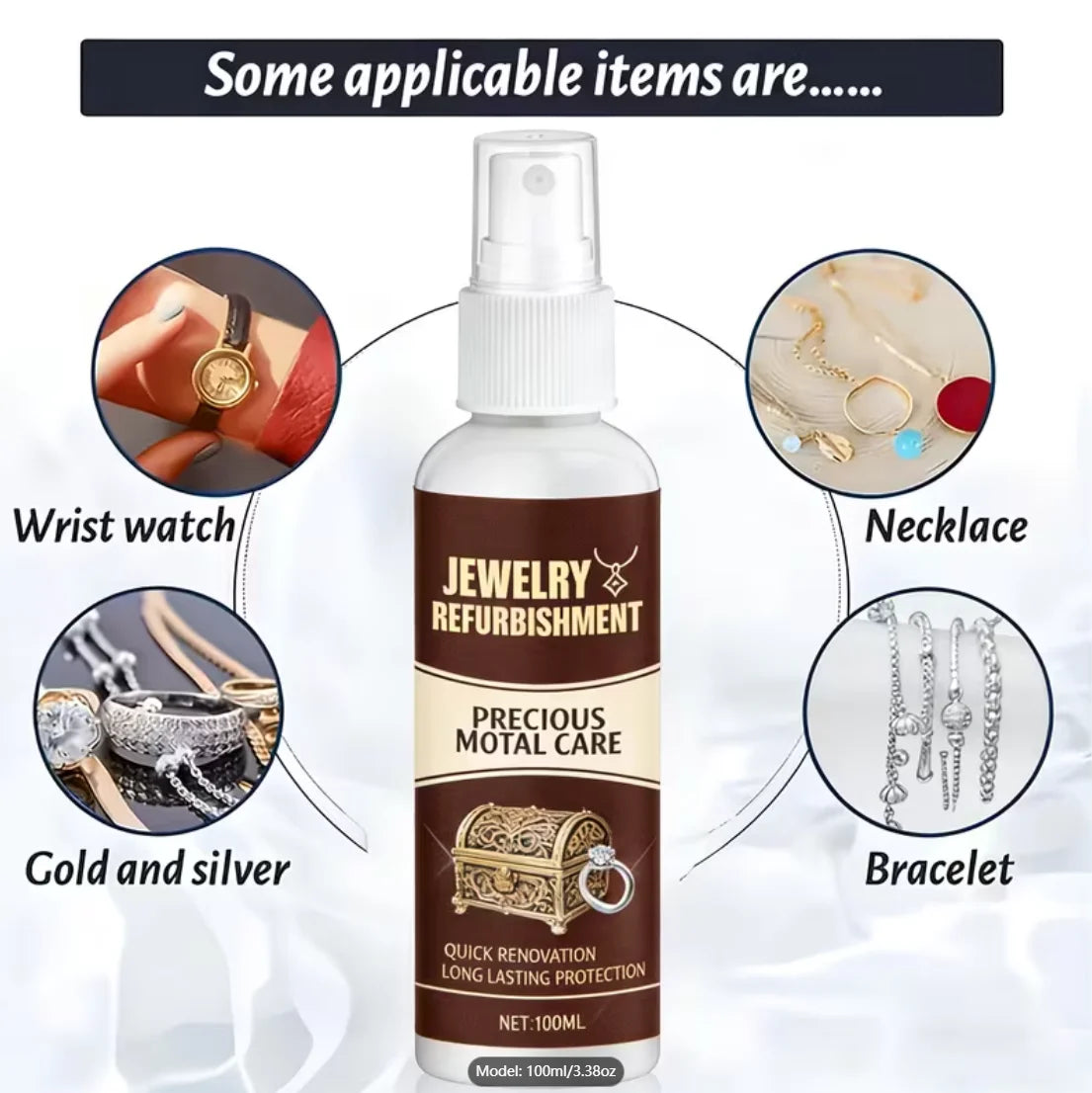 100ml Jewelry Cleaner Spray – Gold & Silver Polish & Protection Jewelry Cleaner Spray Oasis Select