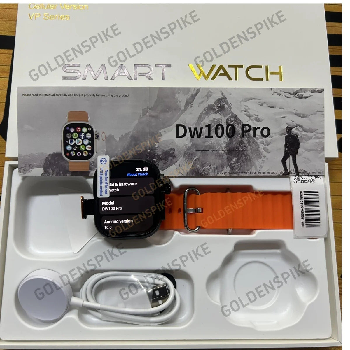 DW100 Pro Smartwatch Fingerprint Unlock control Smart Watch 256GB Storage ROM Free Download App WIFI GPS WIFI 2.29inch Amoled Oasis Select Black Orange 16GB 128GB