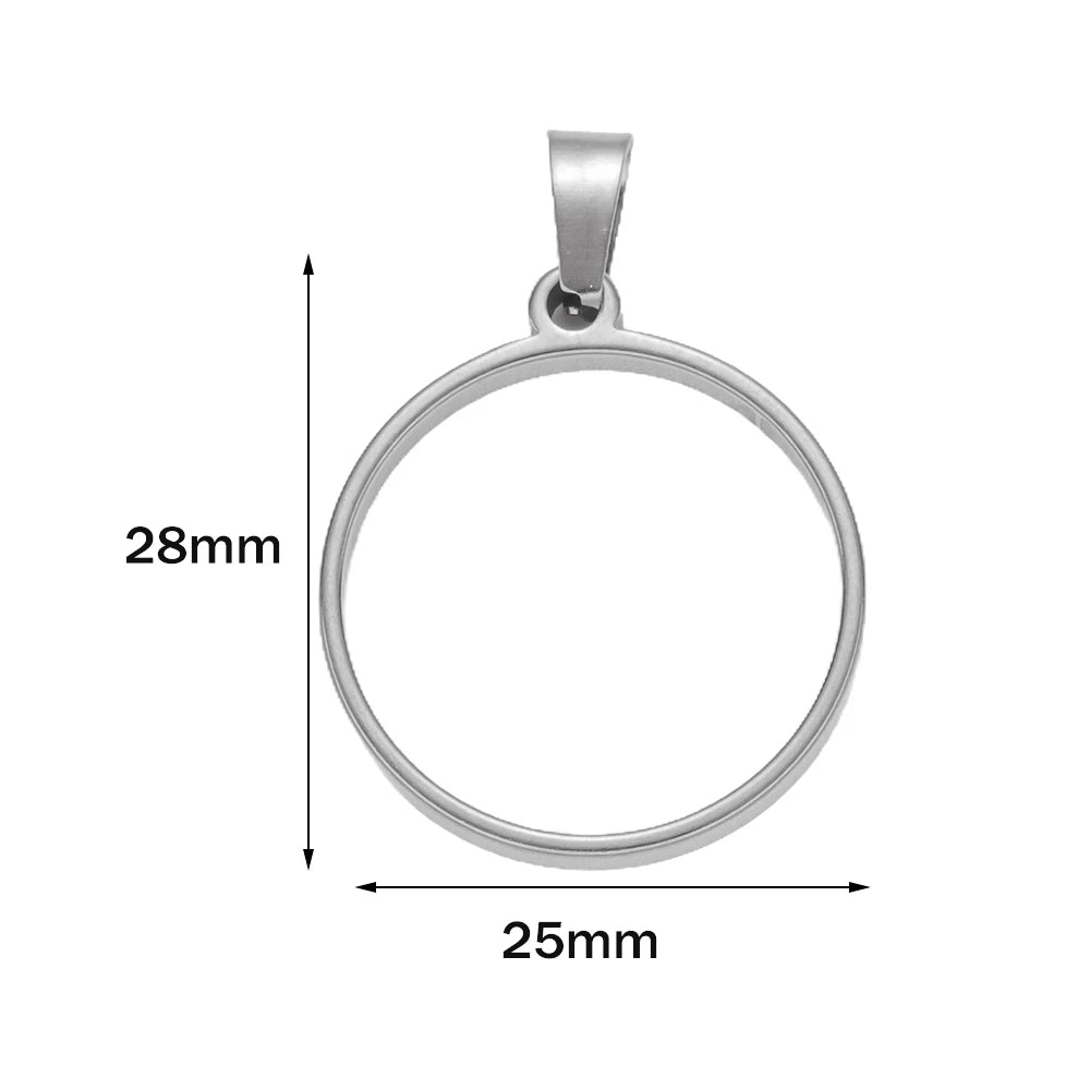 5pcs Stainless Steel Open Back Resin Molds Pendants Blanks Frame Hollow Bezel Charms for Earrings Necklace Bracelet DIY Making Oasis Select ST Round 25X28mm