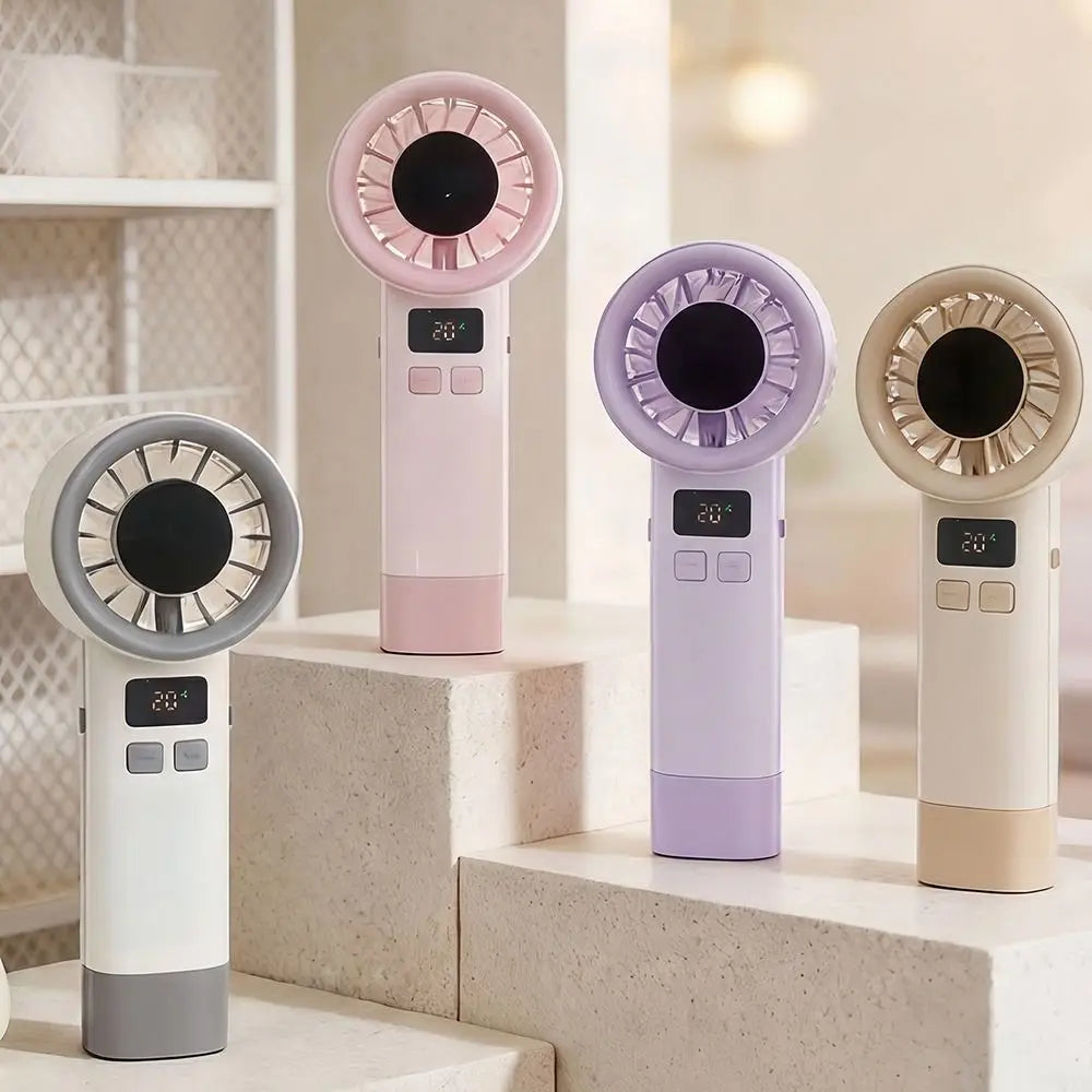 199 Wind Speeds Portable Hand Fan USB Rechargeable Adjustable Mini Bladeless Personal Fan Quiet Operation with Handle Rope Oasis Select