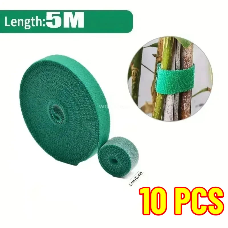 Self Adhesive Nylon Plant Ties Garden Twine Plant Bandage Hook Loop Vine Wrap Support Tape Garden Fastening Strips Cable Tie Oasis Select 10roll-5M