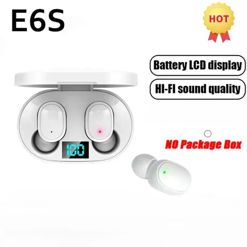 E6S Wireless Bluetooth Earphones TWS Bluetooth Headset Wireless Earbuds Noise Cancelling Earphones with Microphone Headphones Oasis Select white