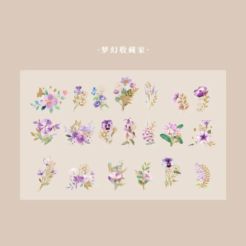 40Pcs/Bag Aesthetic Flower Stickers Pack Fresh Plant Hand Account DIY Material Decorative Stationery Stickers for Party Favors Oasis Select Style2