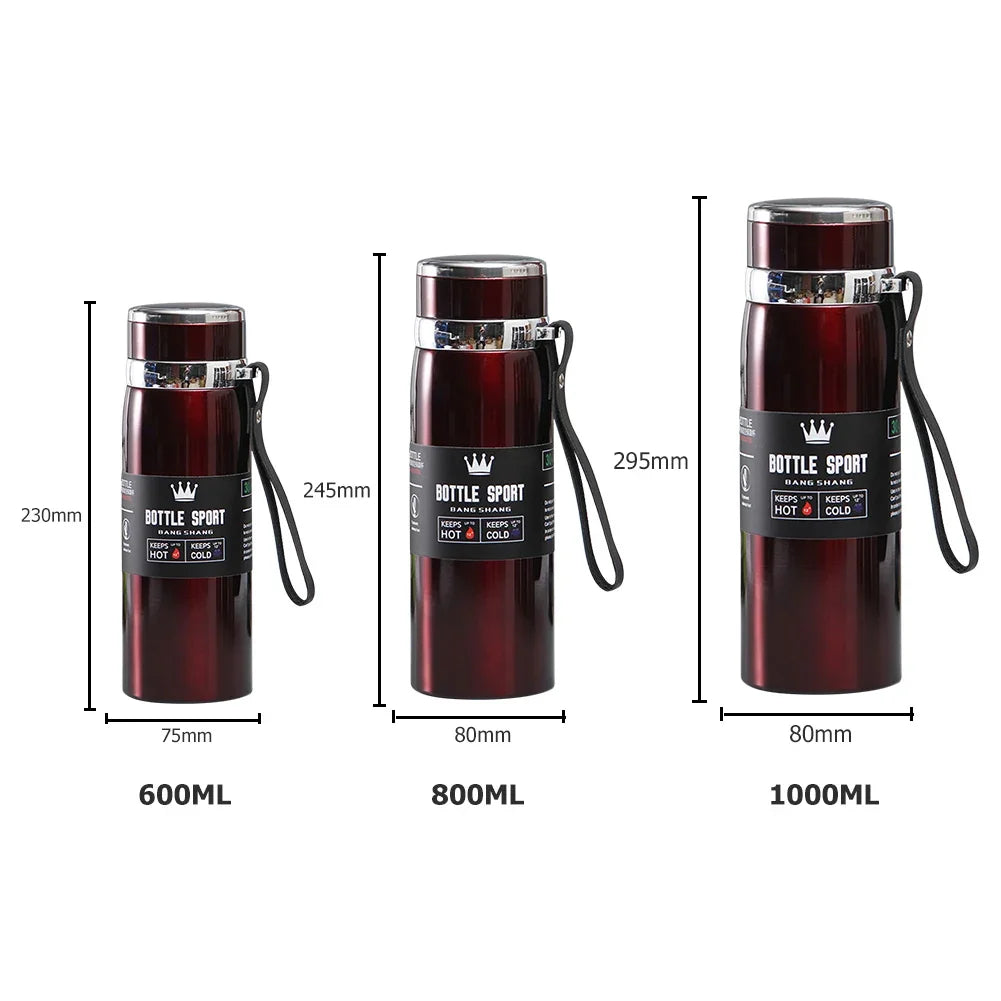 1000ml Thermal Water Bottle Thermos Vacuum Flask Double Stainless Steel Coffee Tea Insulated Cup Leakage-proof for Office Oasis Select