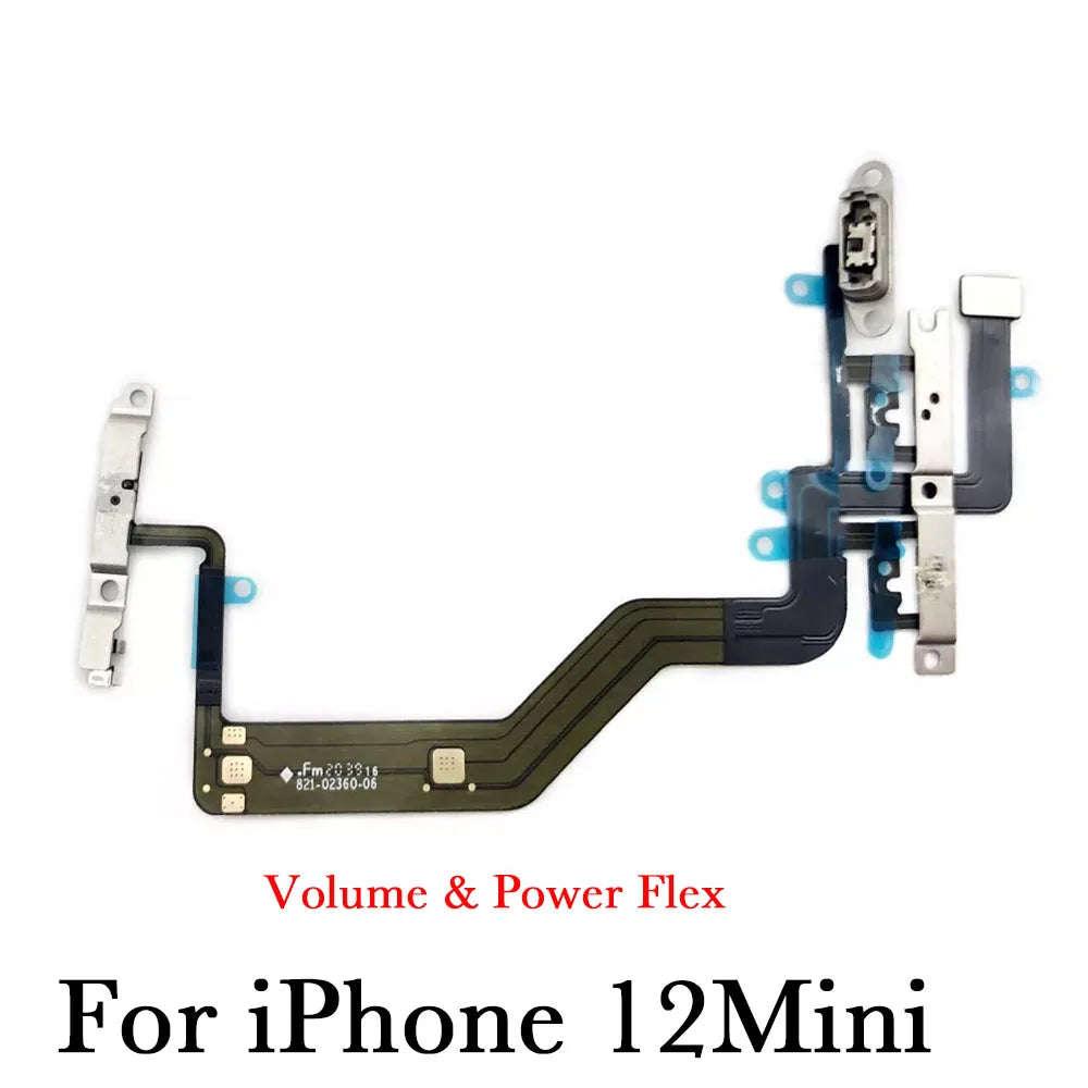 Power Volume Mute Flex Cable for iPhone 12 Mini Pro Max + Bracket