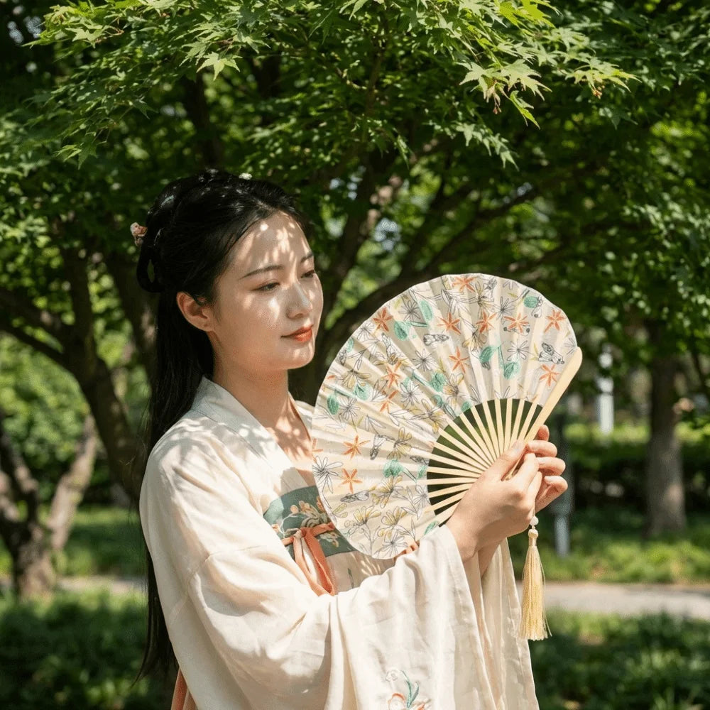 Decorative Retro Mini Shell Fan Lightweight Portable Chinese Style Fan with Tassel Handheld Fan Party Oasis Select