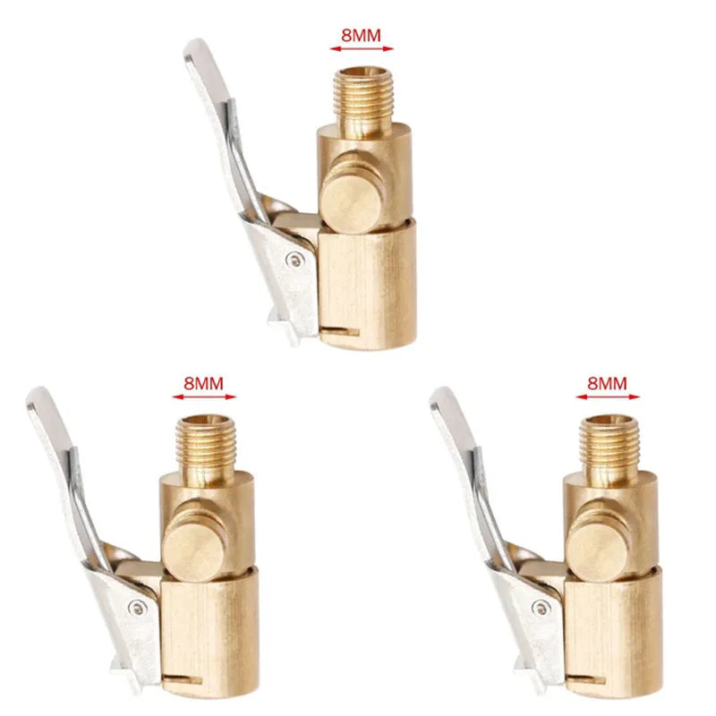 Car Tire Air Chuck Inflator Pump Valve Connector Clip-on Adapter Brass 8mm Tyre Wheel Oasis Select Deflatable 3pcs