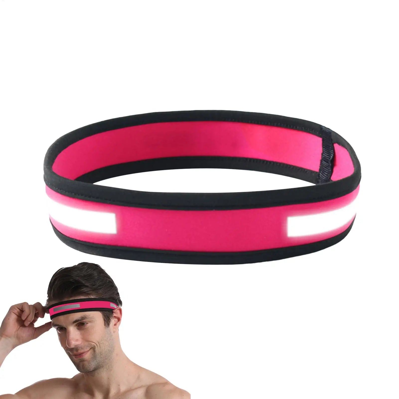 Sport Sweat Headband Anti-slip Cycling Hairband Elastic Reflective Headband for Fitness Gym Outdoor Lightweight Sweatband Oasis Select