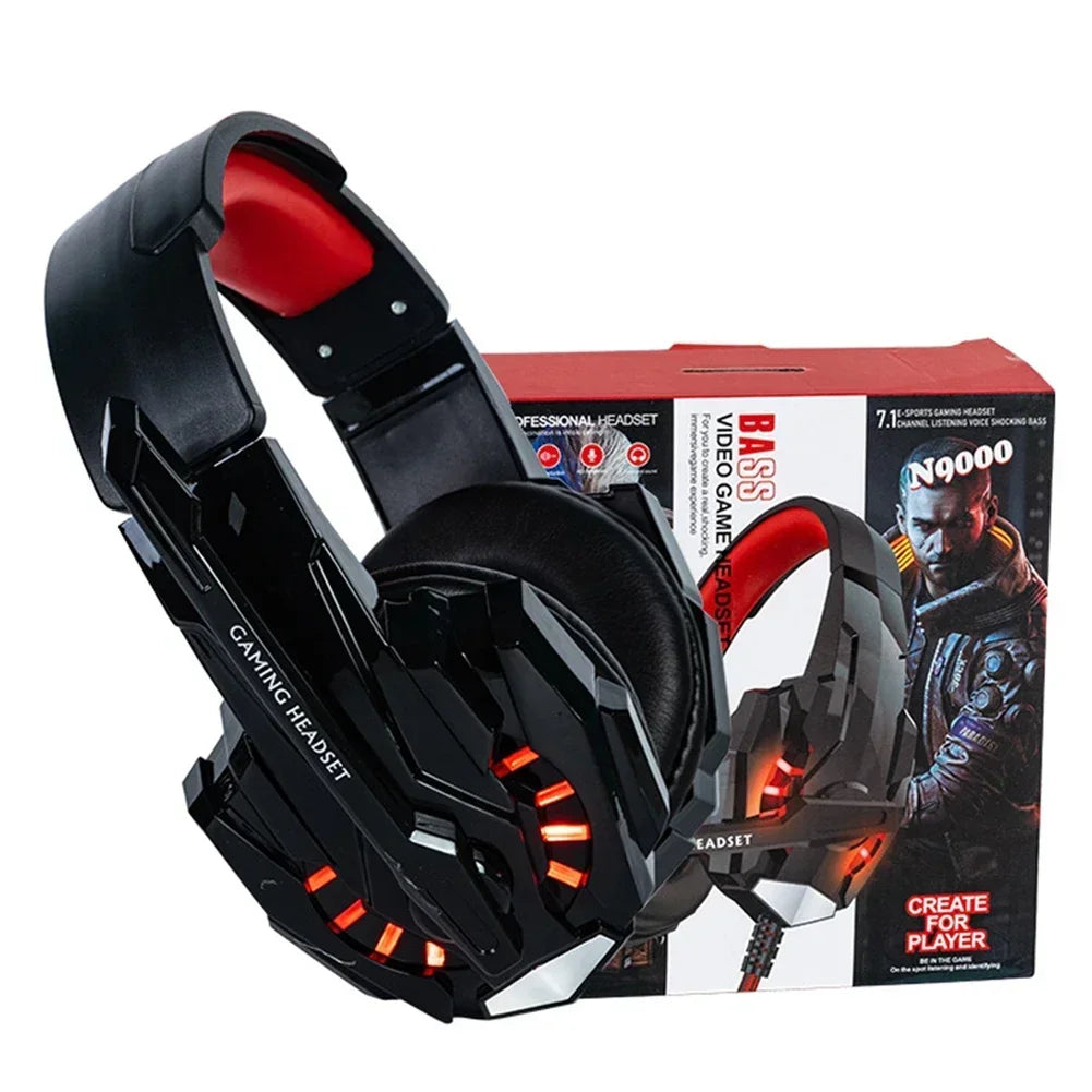Creative Wired Gaming Headphones High Quality Microphone Led Light Bass Stereo PC Gaming Headset For Computer PS4 PS5 Xbox Oasis Select Red for PS