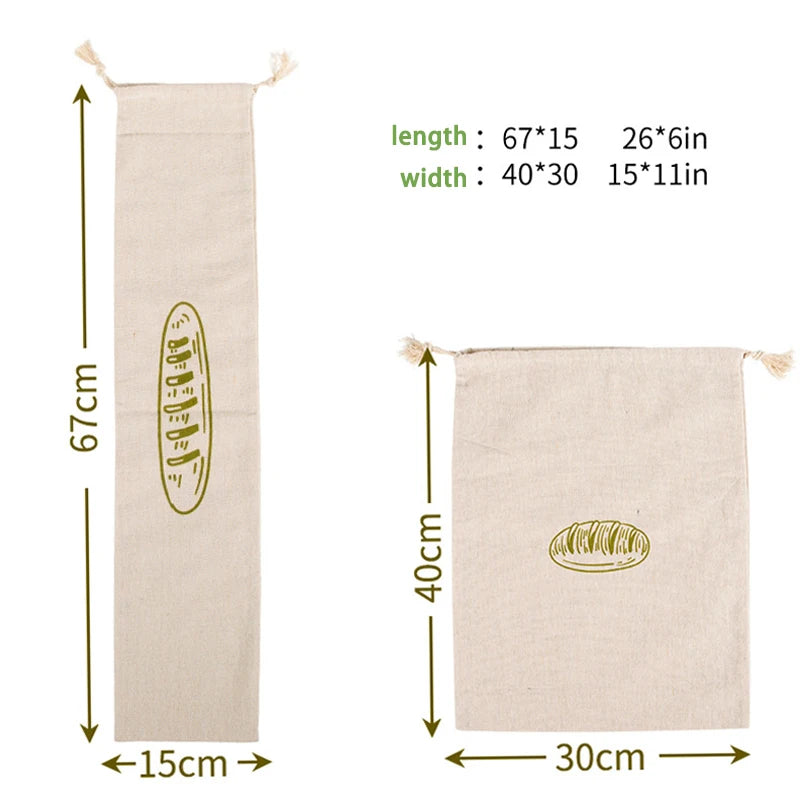 2026 New Arrival！Linen Bread Bags Reusable Portable Drawstring Kitchen Organizer Home Homemade Artisan Bread Storage Bag Oasis Select