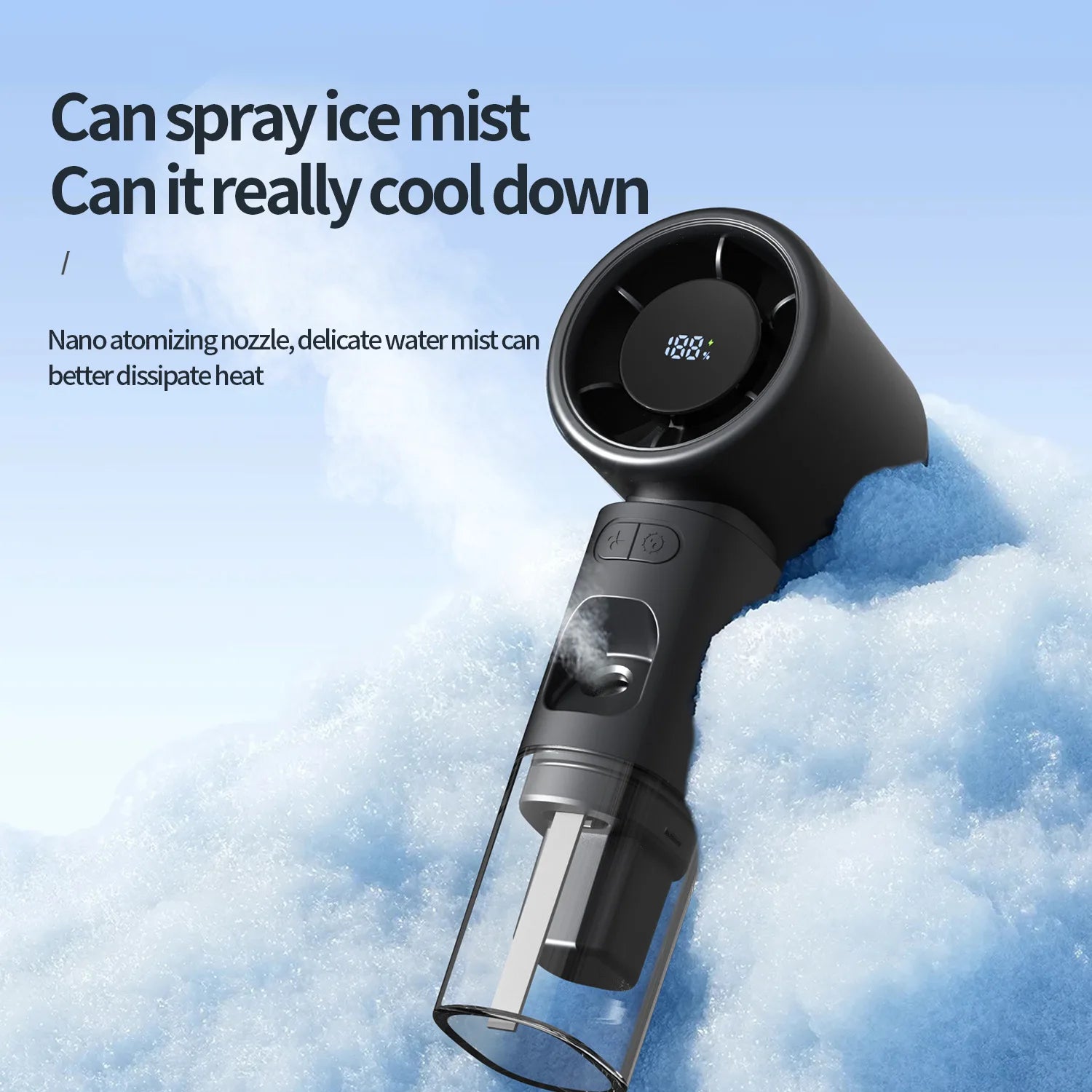 URGGU Portable Handheld Misting Fan | Digital Display & USB