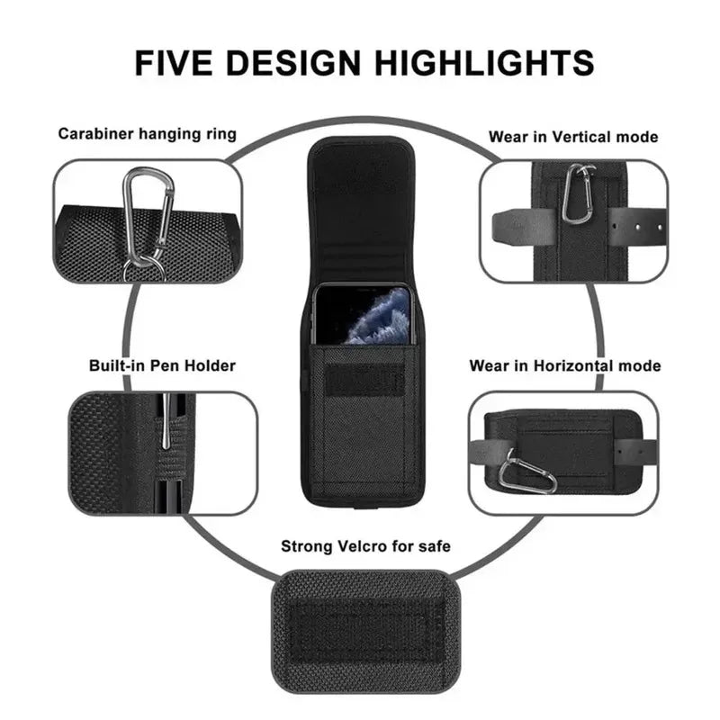 1/2/3pcs Tactical Cell Phone Pouch with Free D Shaped Buckle Protable Wallet Card Waist Pack Outdoor Sports Nylon Carrying Case Oasis Select