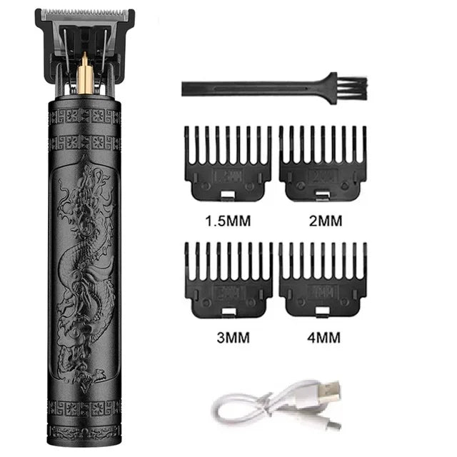 Vintage Carving Hair Cutting Machine T9 Professional Portable Rechargeable Man Beard Cutting Machine / Hair Clipper Accessories Oasis Select 060-BlackDragon
