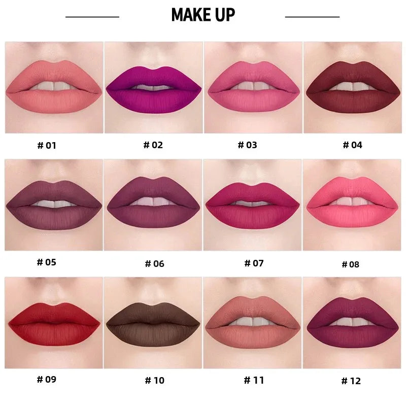 Handaiyan 12-Color Matte Velvet Lipstick – Long-Lasting Coverage