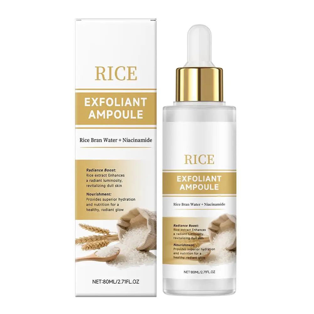 Black & White Rice Exfoliant Ampoule, White & Black Rice Exfoliating Essence Serum with Hyaluronic Acid, Deep Hydration Skincare Oasis Select A-80ML