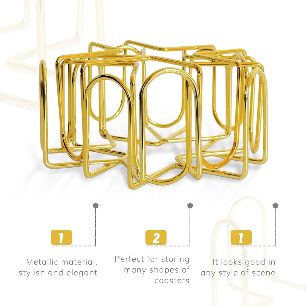 4pcs coaster, coffee cup cushion square or round cup cushion decorated with metal brackets for home wrought iron shelves Oasis Select