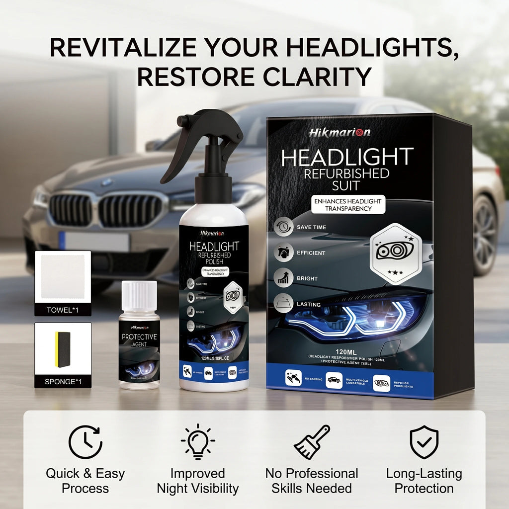Car Headlight Restoration Kit Scratch Remove Oxidation and Yellowing Restore Clarity Brightness No-Sanding Headlight Polish Oasis Select