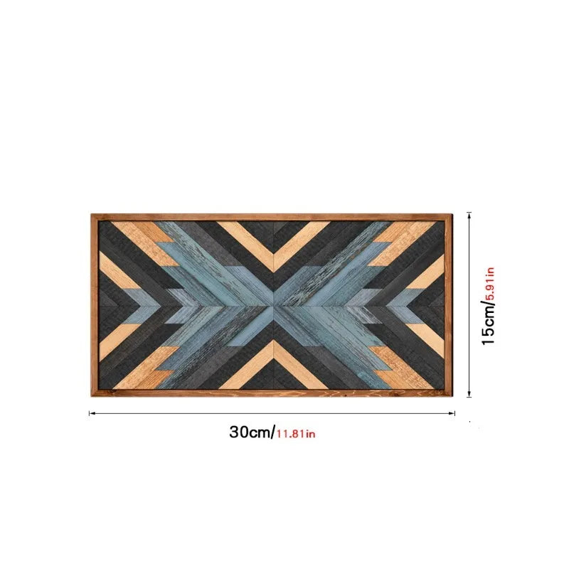 Wall Stickers Wooden Frame Paintings Nordic Style Geometric Patterns Living Room Bedroom Study Decoration Oasis Select No. MZ453-S