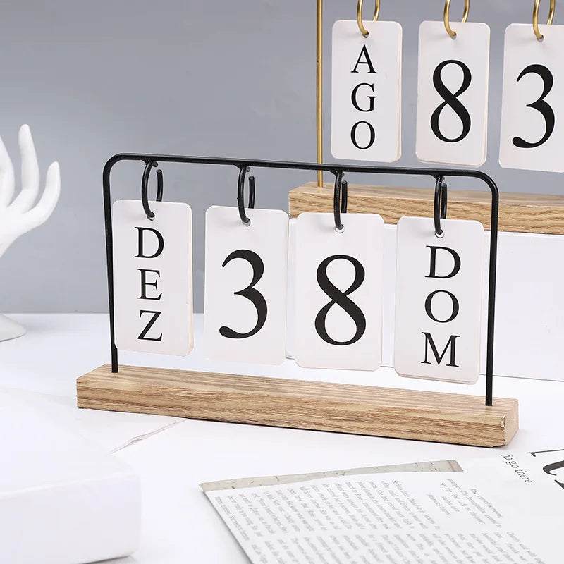 Creative Desk Decoration Mini Wooden DIY Calendar Tabletop Wooden Desk Calendar Crafts Holiday Decoration Oasis Select