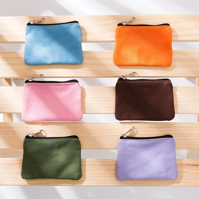 DIY Plain Canvas Cotton Bag Pure Zipper Coin Key Bag Money Pocket Women Men Hand-held Coin Purse Small Wallet Kid Oasis Select