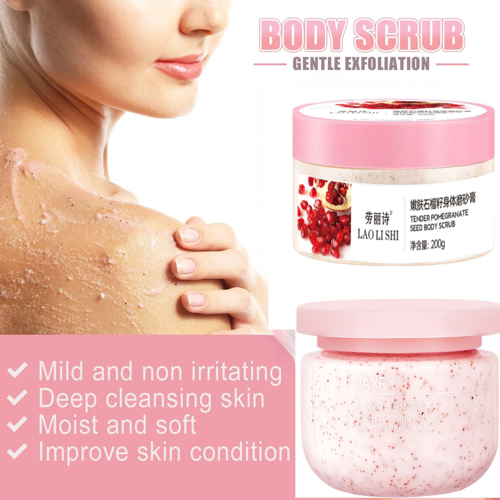 Sweet Peach Cream Body Scrub Ice Cream Pomegranate Seed Scrub Deep Cleansing Skin 250g Exfoliate Skin Cells Oasis Select