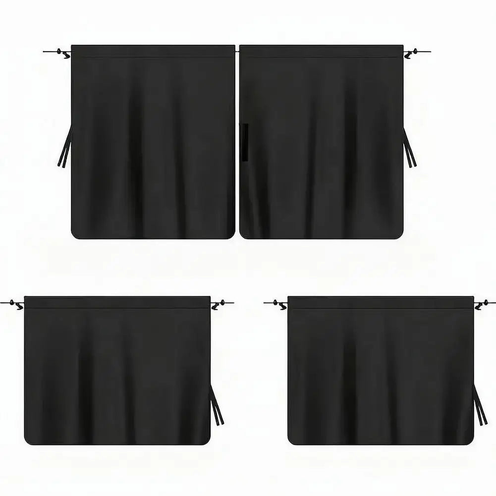 4pcs Black Car Sunshades Front Rear Seat Divider Curtain Heat Insulation Light-blocking Protection Outdoor Camping Car Curtain Oasis Select