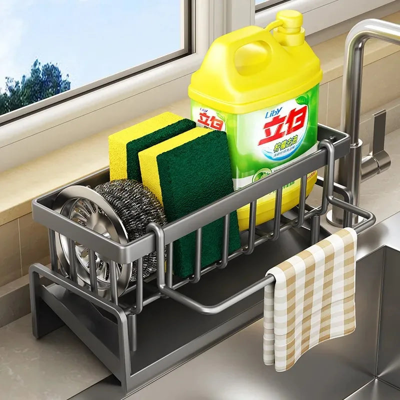 Kitchen Sink Drain Rack – Sponge, Soap & Towel Organizer Sink Organizer Rack Oasis Select