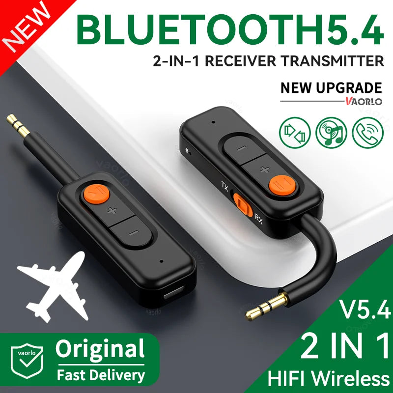 Bluetooth 5.4 Audio Adapter Receiver Transmitter 3.5mm AUX Wireless Audio Adapter HIFI Music With HD MIC For TV Car Headphones Oasis Select