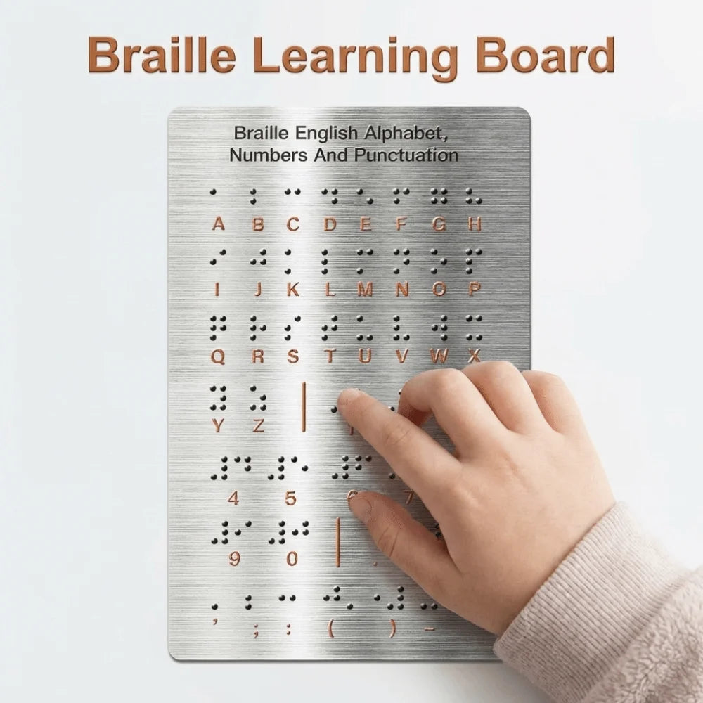 Aluminum Braille Alphabet Board Efficient Professional Braille Learning Board with Raised Dots Educational Braille Practice Tool Oasis Select
