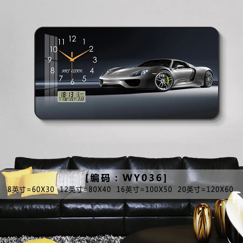 Car Clock Living Room Creative E-sports Room Silent Clock Auto Repair Beauty Shop Personality Art Decorative Painting Wall Clock Oasis Select WY036 80cm x 40cm