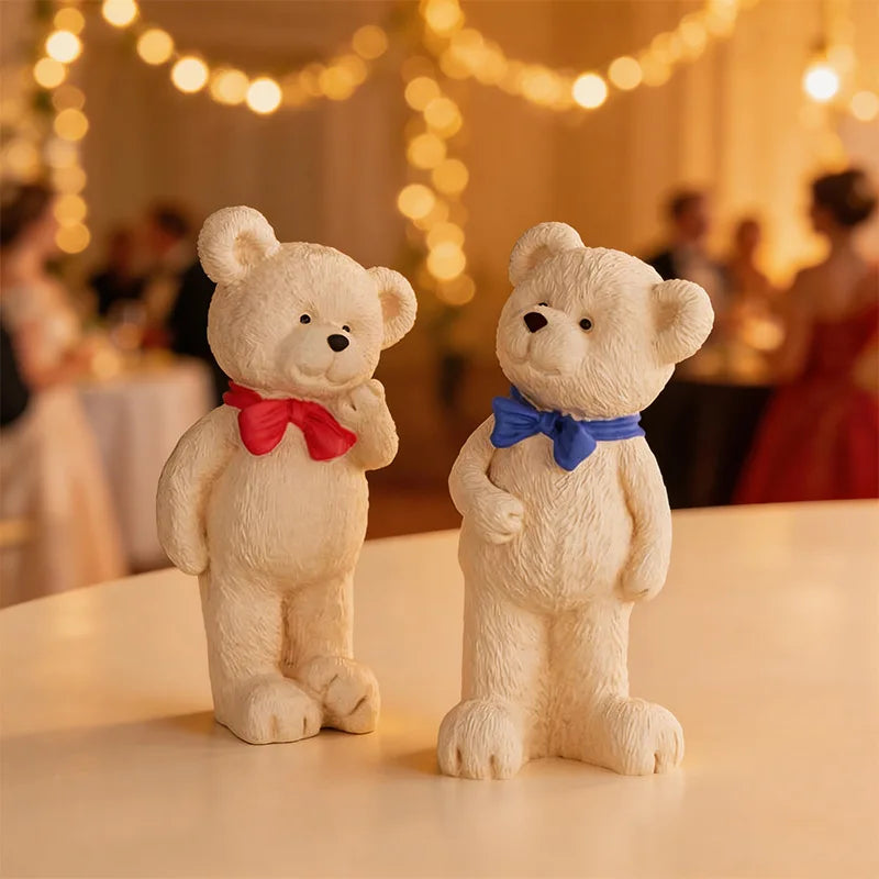 Valentine's Day Gift 3D Teddy Bear Couple Silicone Candle Mold Hugging Bear Couple Shape Epoxy Resin Mold Soap Making Tool Decor Oasis Select