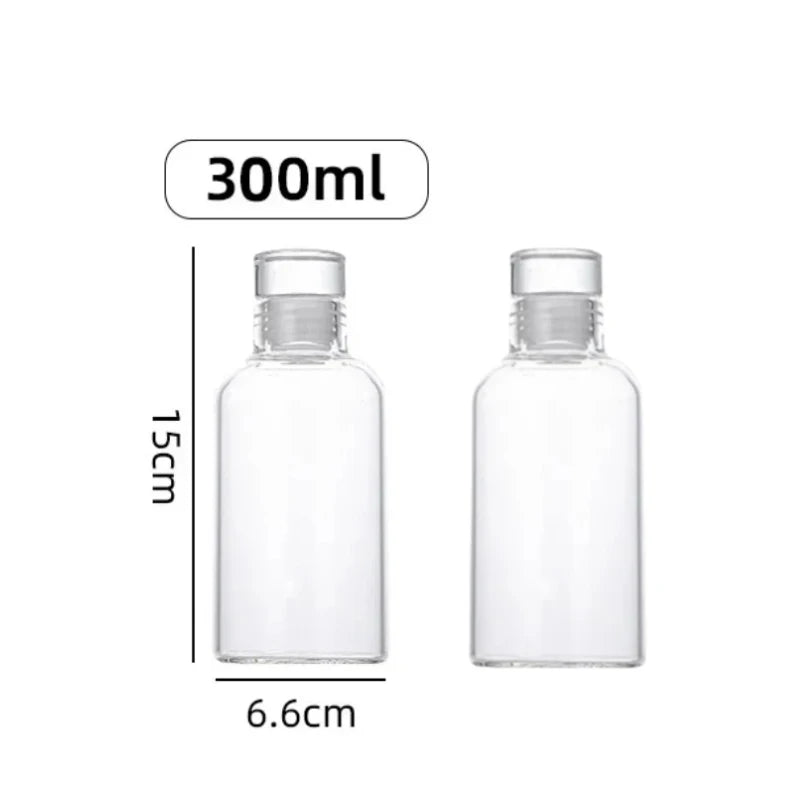 2Pcs Borosilicate Transparent Glass Cup No Scale Portable Leak-Proof Water Bottle, for Coffee, Juice, Milk, Tea, Other Beverages Oasis Select 300ml-2Pcs 300ML-1000ML