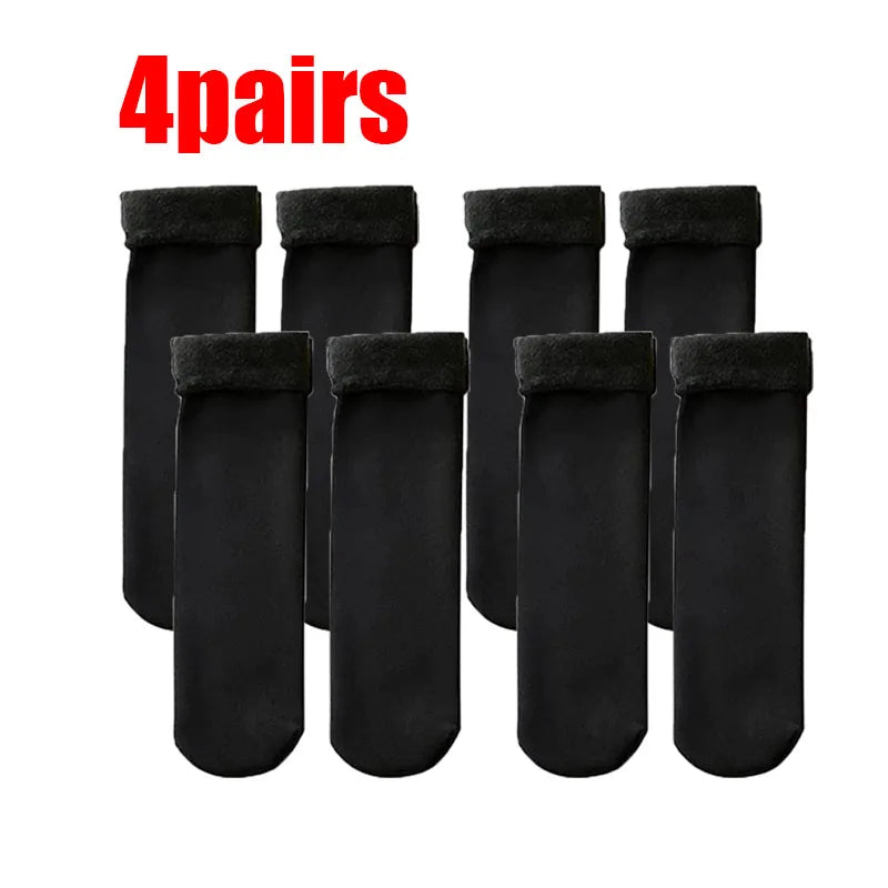 1/2/3/4pairs Winter Warm Women Socks Soft Thicken Thermal Plush Socks Velvet Wool Snow Boots Floor Socks Home Sleeping Sock Oasis Select Black 4Pairs One Size