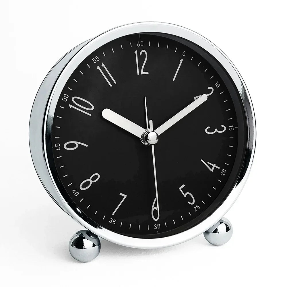 4-inch Metal Bedside Silent Alarm Clock Creative Fashion Simple Digital Alarm Clock Oasis Select Black