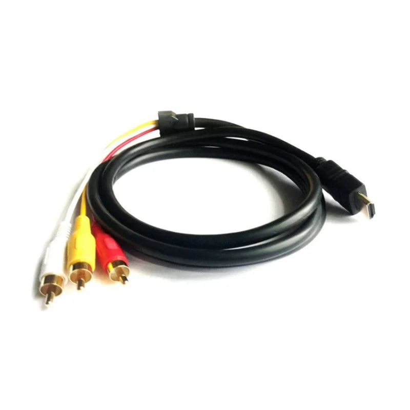1.5M HDMI-Compatible HDTV Male To 3 rca AV Conversion TV Set-Box DV DVD Audio Video Cable to 3rca Digital Wire Converter Adapter Oasis Select