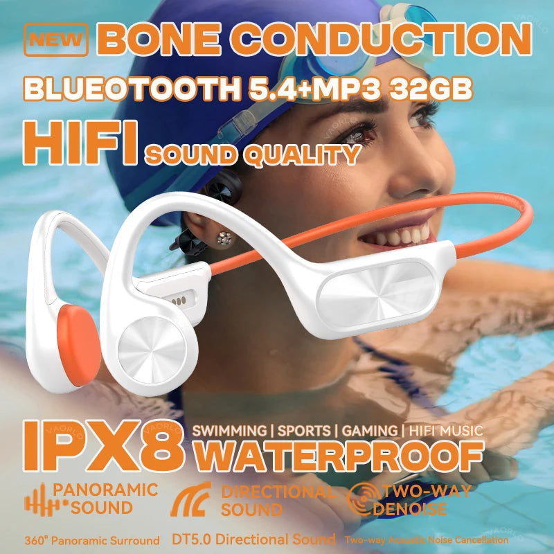 Bone Conduction Wireless Headphone IPX8 Waterproof Swimming Headset Bluetooth 5.4 32GB RAM MP3 Player HIFI Music Sports Earphone Oasis Select