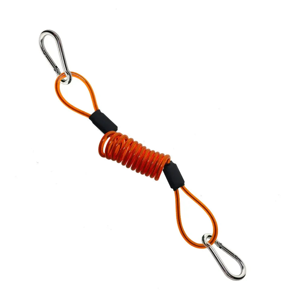 Heavy Duty Stainless Steel Coiled Tool Lanyard With Marine Grade Carabiner For Scuba Diving Camera Tool Accessories Snap Hook Oasis Select Orange