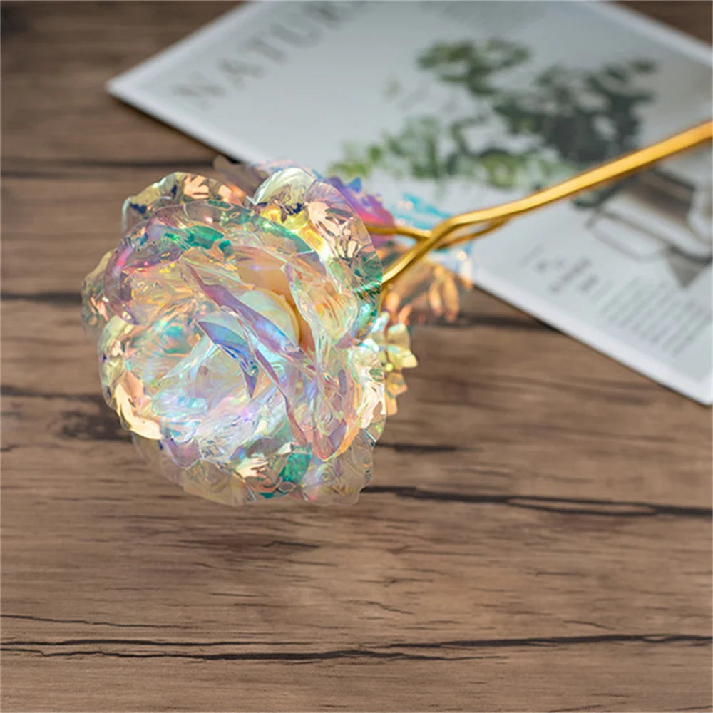 1pcs Artificial Flower Foil Rose Flower Valentine'S Day Gifts 24k Golden Plated Gold Rose Lasts Forever Love Flower For Wife Oasis Select White