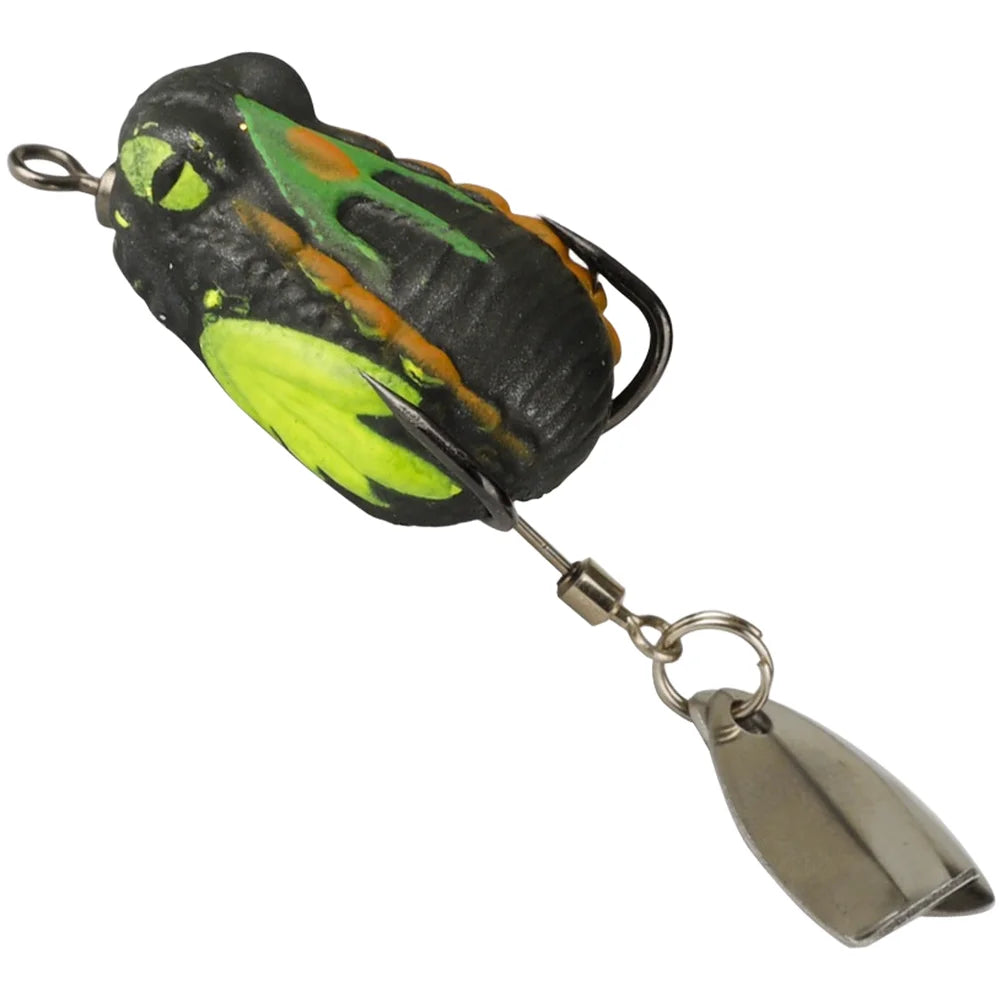 Realistic 6.2cm Frog Lure Bait 45 Degree Entry Angle Stainless Steel For Bass Blackfish Fishing Terminal Tackle Oasis Select Black
