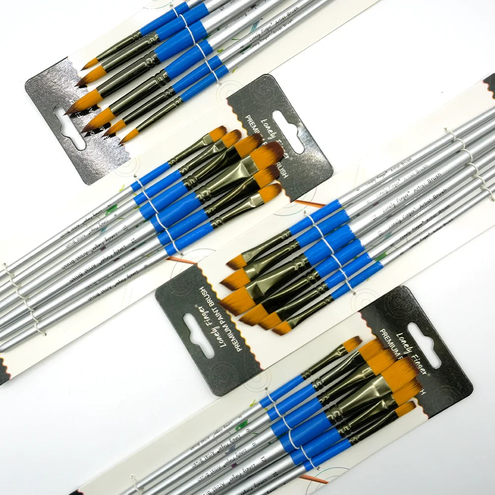 6/24 Paint Brushes Set,Nylon Hair Artist Acrylic Paint Brushes for Acrylic Painting Oil Watercolor,Canvas, Detailing & Rock Pain Oasis Select 24pcs Blue ALL